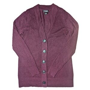 C By Bloomingdales 100% 2 Ply Cashmere Burgundy V Neck Cardigan  M